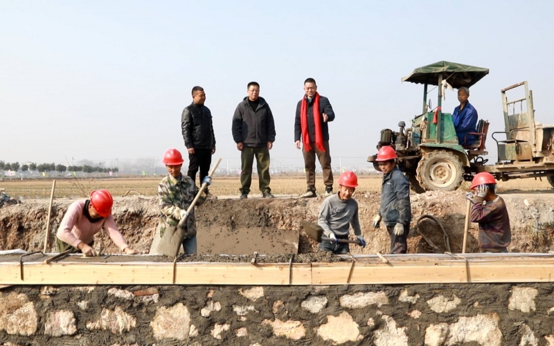 杨永智在监利市红城乡合兴村高标准农田建设现场。