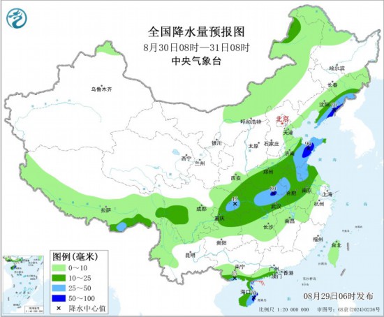 鍏ㄥ浗闄嶆按閲忛勬姤鍥(8鏈30鏃08鏃-31鏃08鏃)