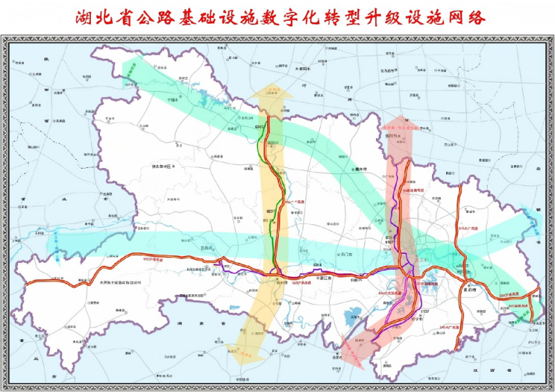 湖北省公路基础设施数字化转型升级设施网络示意图。
